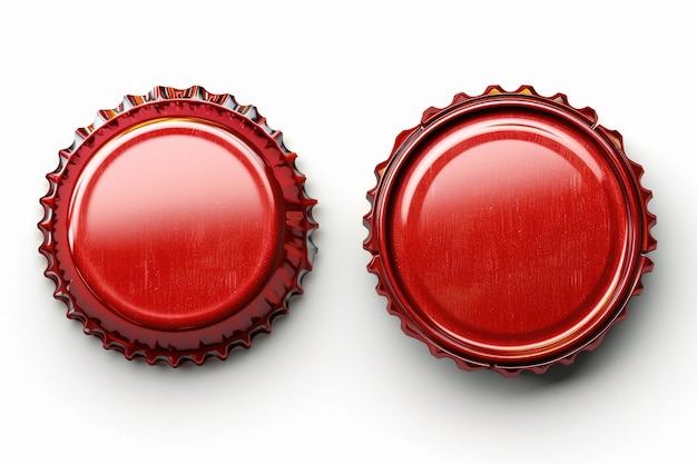 Red metal bottle cap viewed from both sides