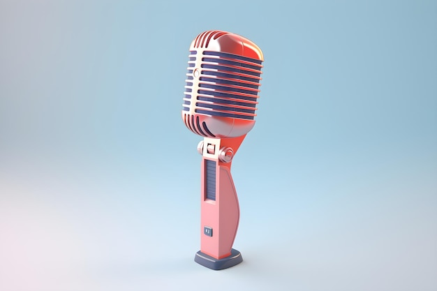 A red microphone with a white and blue logo that says'the word radio '