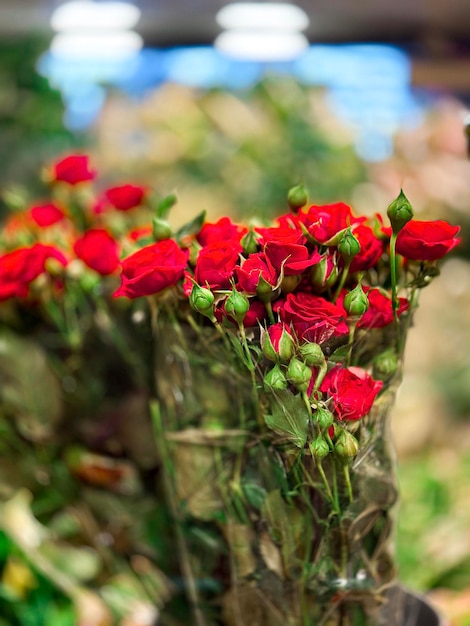 букет красных миниатюрных роз в подарок