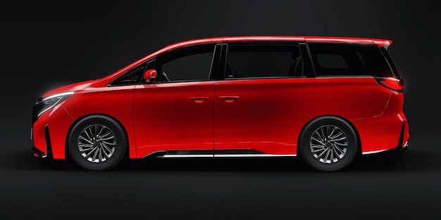 Red Minivan family city car Premium Business Car 3D illustration