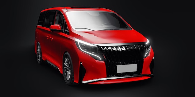 Семейный городской автомобиль Red Minivan Premium Business Car 3D иллюстрация