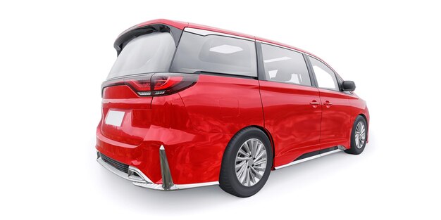 Red Minivan family city car Premium Business Car 3D illustration