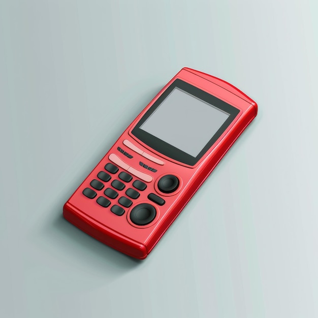 Красный мобильный телефон изолирован на белом фоне 3D-илюстрация