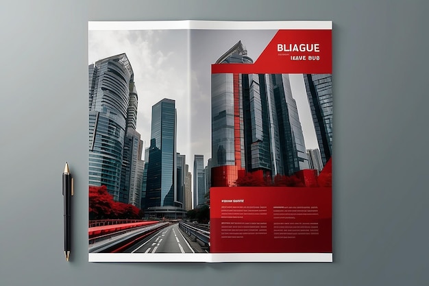 Photo red modern brochure design corporate business template for annual report catalog magazine