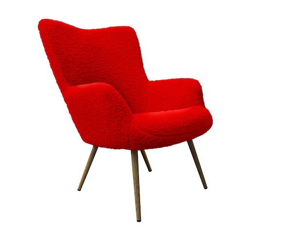 Red modern chair isolated on white background