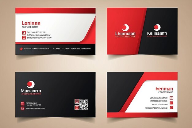 Photo red modern creative business card horizontal simple clean template