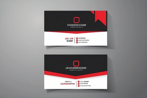 Photo red modern creative business card horizontal simple clean template