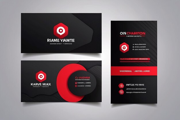 Red Modern Creative Business Card Horizontal Simple Clean Template