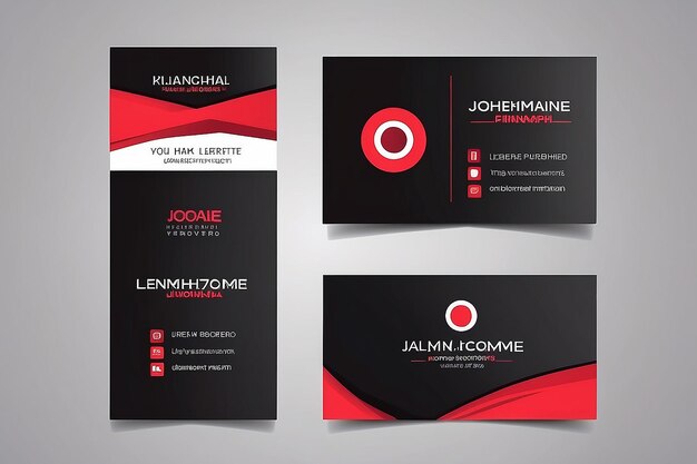 Red Modern Creative Business Card Horizontal Simple Clean Template