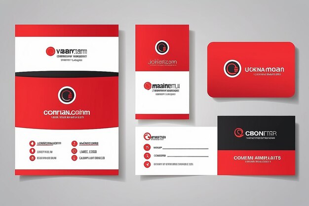 Photo red modern creative business card horizontal simple clean template