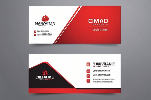 Photo red modern creative business card horizontal simple clean template