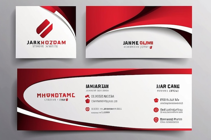 Photo red modern creative business card and name cardhorizontal simple clean template vector design