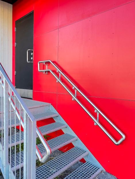 Red modern exterior stairs stock photo