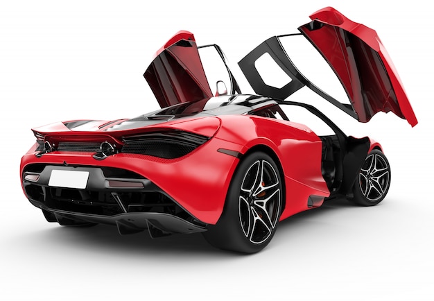 Red modern sport car with oper doors