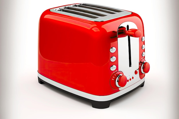 Red modern toaster on white background