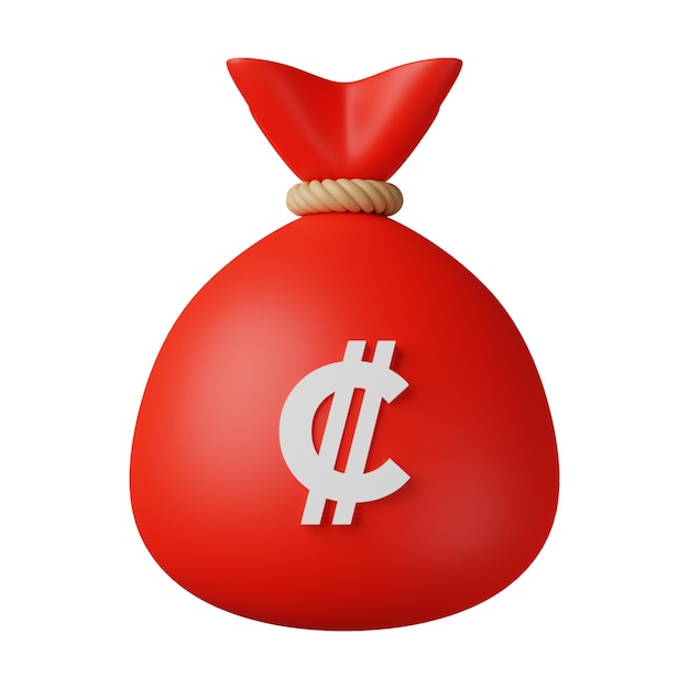 Red Money Bag Colon 3D Illustration