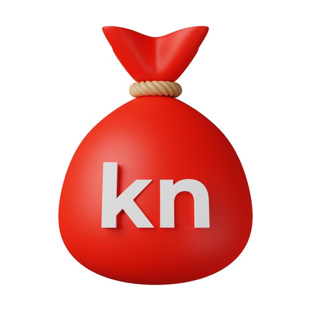 Red Money Bag Kuna 3D Illustration