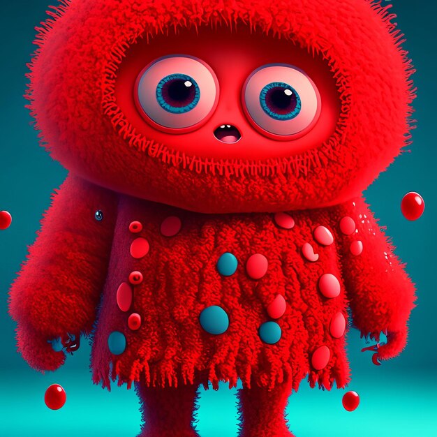 A red monster with big eyes generative ai