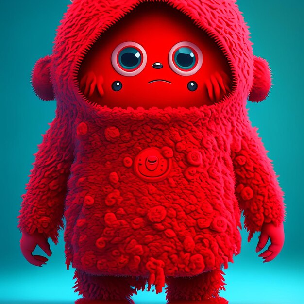 A red monster with big eyes generative ai