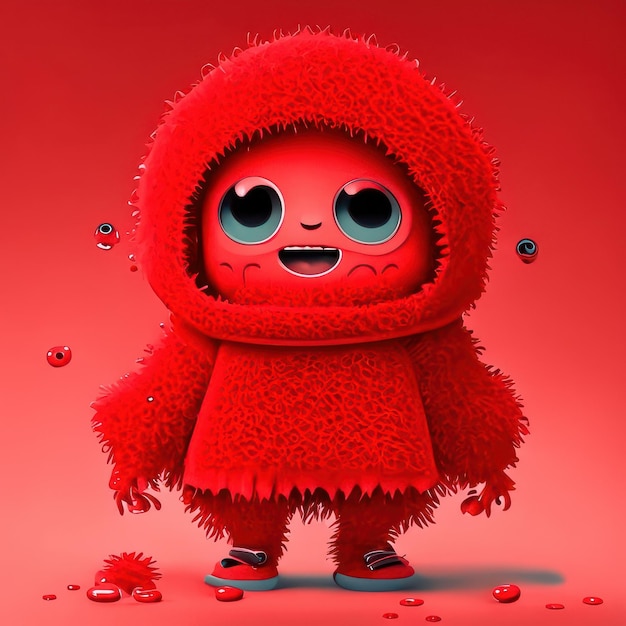 A red monster with big eyes generative ai