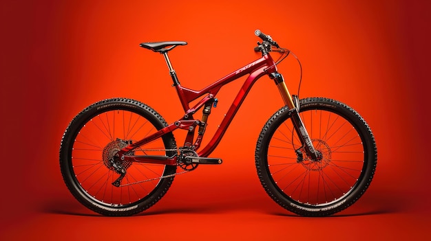 회사 한 자전거에서 빨간 산악 자전거.