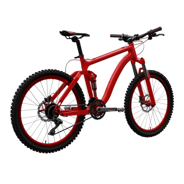 Red mountain bike on an isolated white background 3d rendering