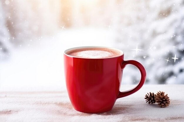 Red Mug Filled with Hot Cocoa