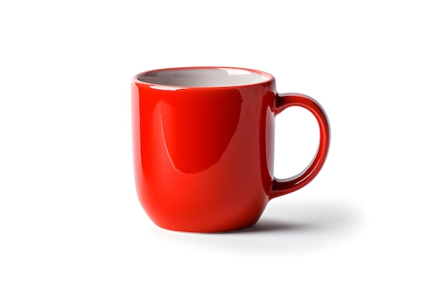 A red mug with a white background