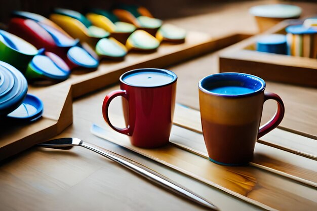 Photo a red mug with the word coffee on it