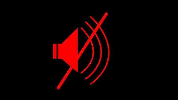 Red mute icon on black background