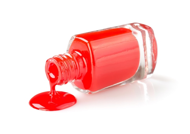 Red nail polish isolated on a white background