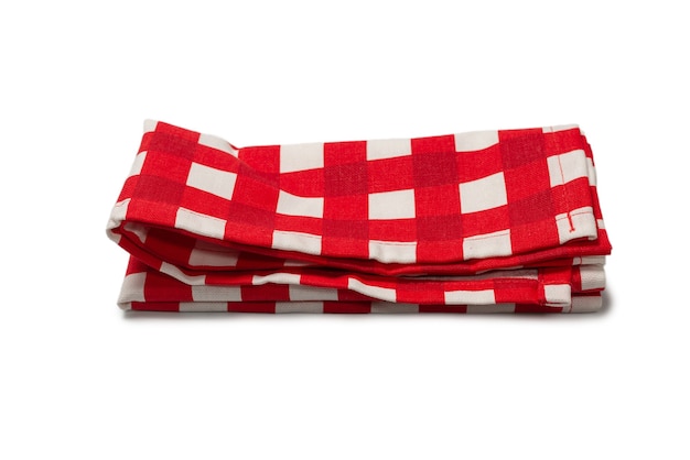 Red napkin isolated on white background. Copy space.