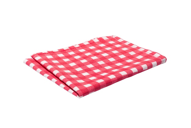 Red napkin with white dots pattern isolated on white