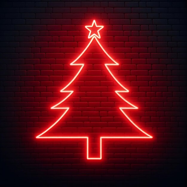 Red neon Christmas tree