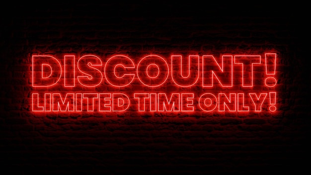 Red Neon Discount Limited Time Only with Brick Background