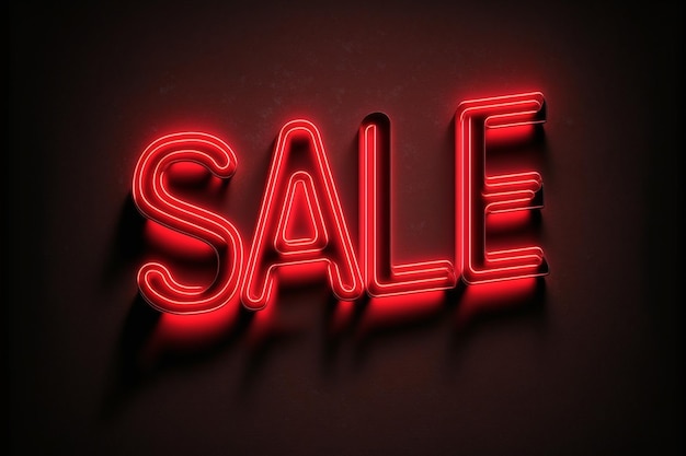 Photo a red neon sale sign with the word sale on it