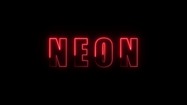 Фото Красный неоновый знак со словом neon на темном фоне