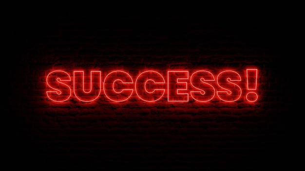 Red Neon Success with Brick Background