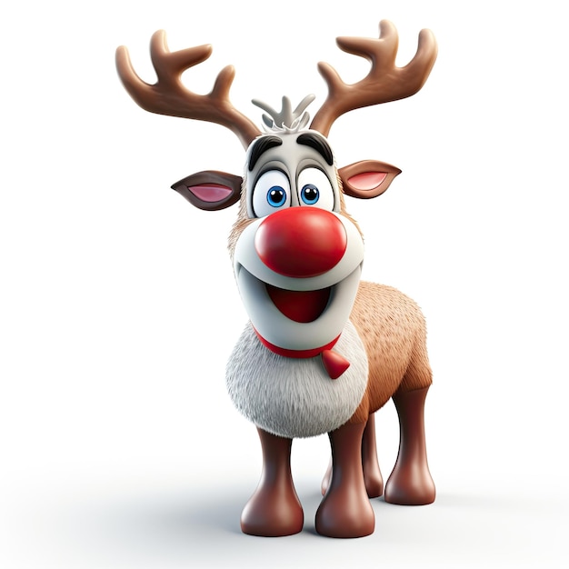 Photo red nose rudolph character isolated in white