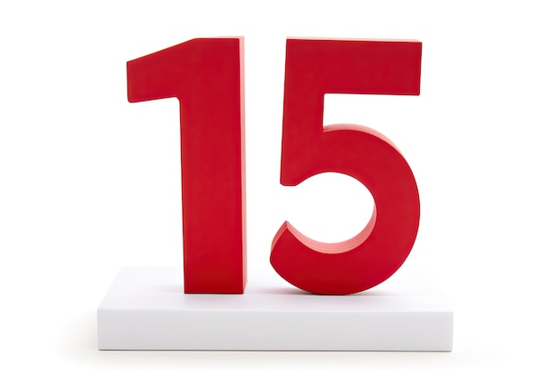Premium Photo Red Number 15 Fifteen On White Background Premium Photo Red Number 15 Fifteen On White Background