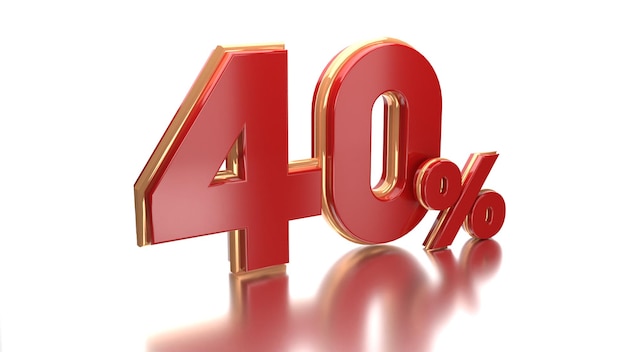 a red number 40 percent with a white background