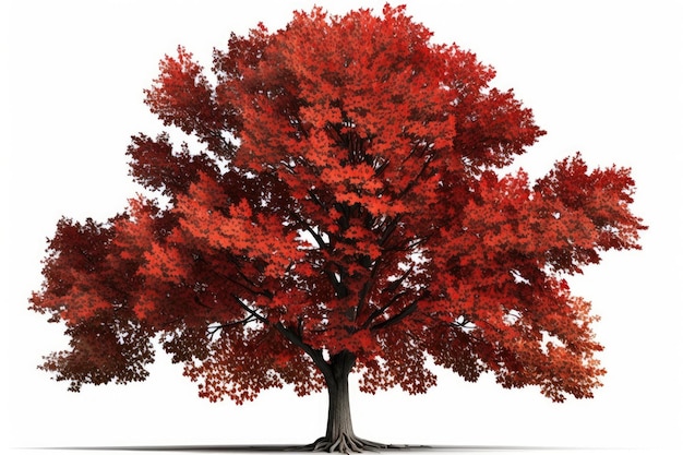 Red Oak Tree On A White Background Generative AI