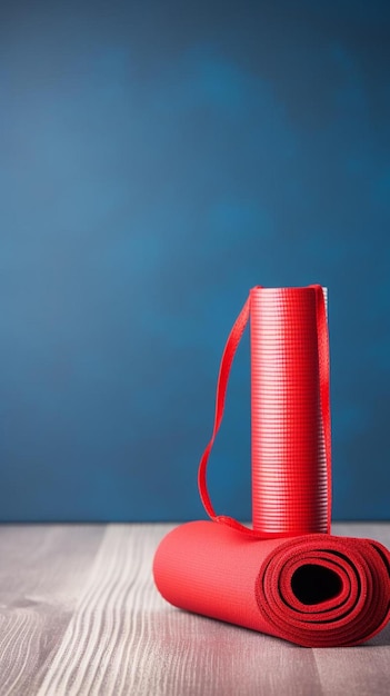 Photo a red object with a red strap is shown on a blue background