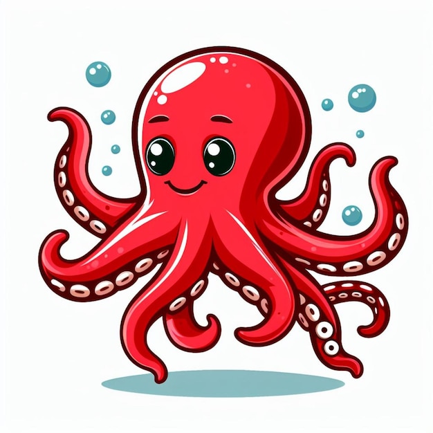 Photo red octopus cartoon character