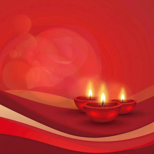 Photo red oil lamp on dark red diwali background