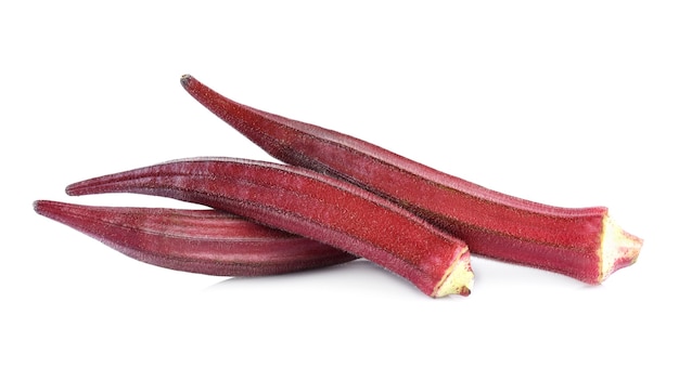 Red okra isolated on white background