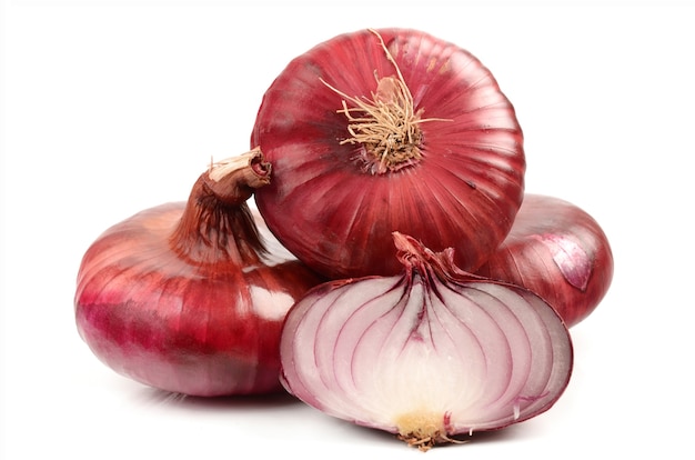 Red onion close up detail isolated