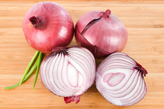 Red onion on cutting board