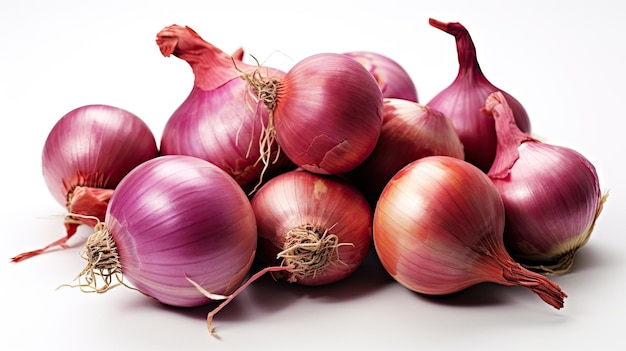 Red onion garlics on isolate white background