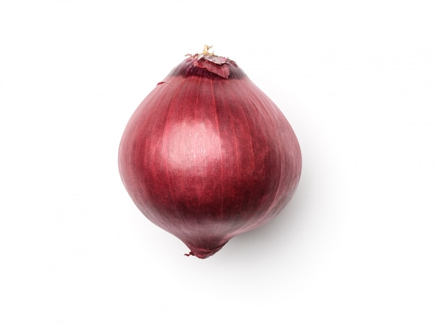 Red onion isolated on white background. Top view